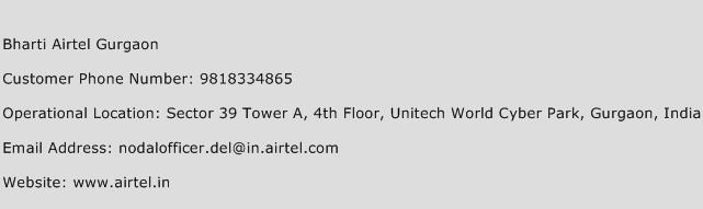 Bharti Airtel Gurgaon Phone Number Customer Service