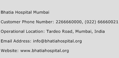 Bhatia Hospital Mumbai Phone Number Customer Service