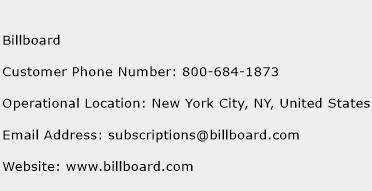 Billboard Phone Number Customer Service