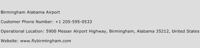 Birmingham Alabama Airport Phone Number Customer Service