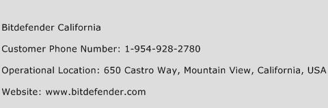 Bitdefender California Phone Number Customer Service
