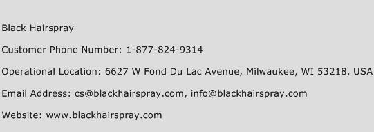 Black Hairspray Phone Number Customer Service