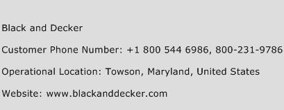 Black and Decker Phone Number Customer Service