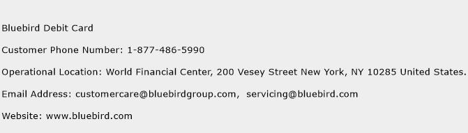 Bluebird Debit Card Phone Number Customer Service