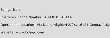 Boingo Italy Phone Number Customer Service