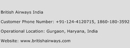 British Airways India Phone Number Customer Service