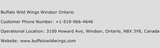 Buffalo Wild Wings Windsor Ontario Phone Number Customer Service