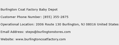 Burlington Coat Factory Baby Depot Phone Number Customer Service