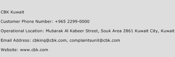 CBK Kuwait Phone Number Customer Service