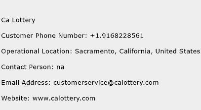 Ca Lottery Phone Number Customer Service
