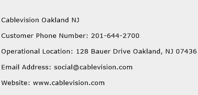 Cablevision Oakland NJ Phone Number Customer Service