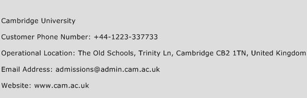 Cambridge University Phone Number Customer Service
