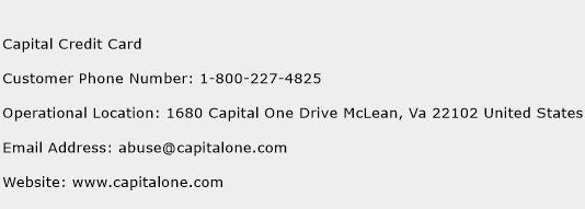 Capital Credit Card Phone Number Customer Service