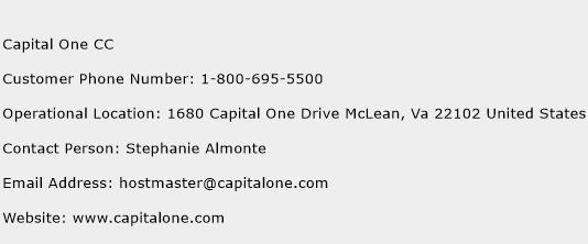 Capital One CC Phone Number Customer Service