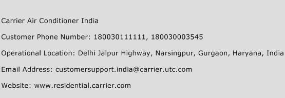 Carrier Air Conditioner India Phone Number Customer Service