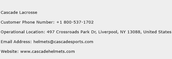 Cascade Lacrosse Phone Number Customer Service