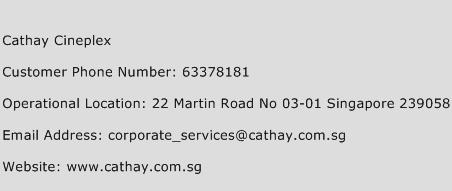 Cathay Cineplex Phone Number Customer Service