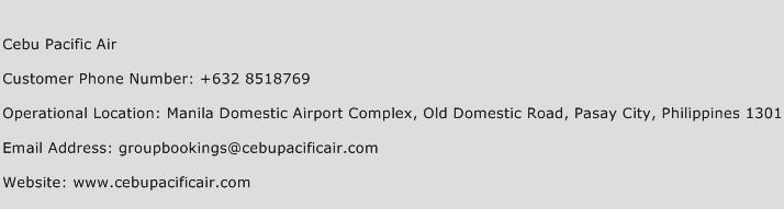 Cebu Pacific Air Phone Number Customer Service