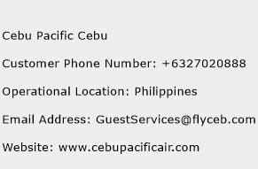 Cebu Pacific Cebu Phone Number Customer Service