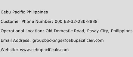Cebu Pacific Philippines Phone Number Customer Service