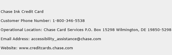 Chase Ink Credit Card Phone Number Customer Service