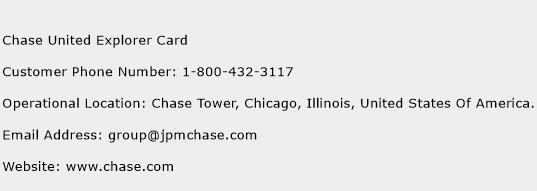 Chase United Explorer Card Phone Number Customer Service