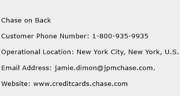 Chase on Back Phone Number Customer Service