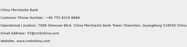 China Merchants Bank Phone Number Customer Service
