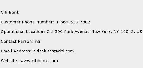 Citi Bank Phone Number Customer Service