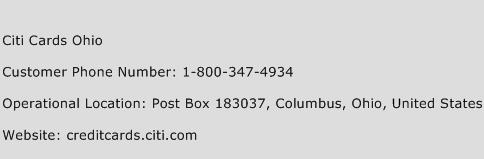 Citi Cards Ohio Phone Number Customer Service