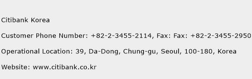 Citibank Korea Phone Number Customer Service