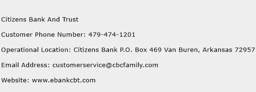 Citizens Bank And Trust Phone Number Customer Service
