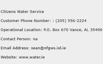 Citizens Water Service Phone Number Customer Service
