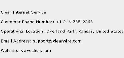 Clear Internet Service Phone Number Customer Service