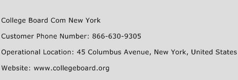 College Board Com New York Phone Number Customer Service