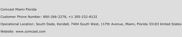Comcast Miami Florida Phone Number Customer Service