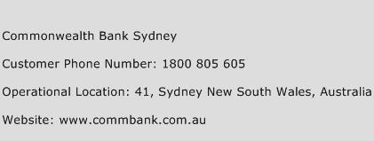 Commonwealth Bank Sydney Phone Number Customer Service
