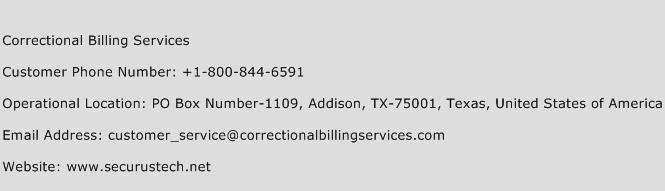 Correctional Billing Services Phone Number Customer Service