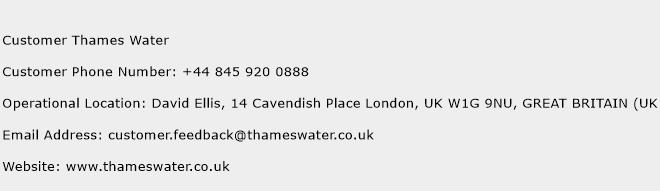 Customer Thames Water Phone Number Customer Service