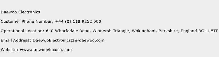 Daewoo Electronics Phone Number Customer Service