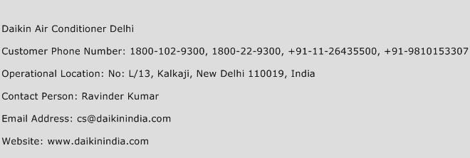 Daikin Air Conditioner Delhi Phone Number Customer Service