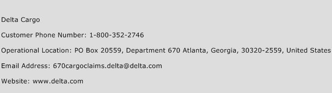 Delta Cargo Phone Number Customer Service
