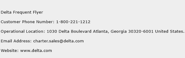 Delta Frequent Flyer Phone Number Customer Service