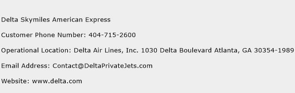 Delta Skymiles American Express Phone Number Customer Service