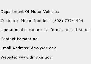 Department Of Motor Vehicles Phone Number Customer Service