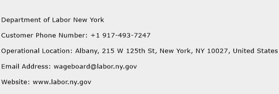 Department of Labor New York Phone Number Customer Service