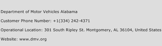 Department of Motor Vehicles Alabama Phone Number Customer Service
