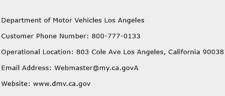 Department of Motor Vehicles Los Angeles Phone Number Customer Service