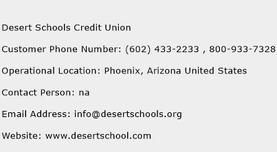 Desert Schools Credit Union Phone Number Customer Service