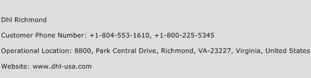 Dhl Richmond Phone Number Customer Service